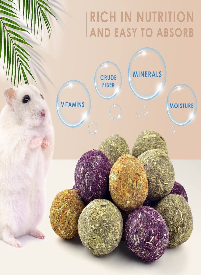 Bissap Bunny Chew Toys 15PCS, 100% Natural Flowers Flavored Timothy Hay Balls Rabbit Chew Treats for Hamster Guinea Pigs Rats Chinchillas Gerbils and Other Small Animals Teeth Care - Image 2